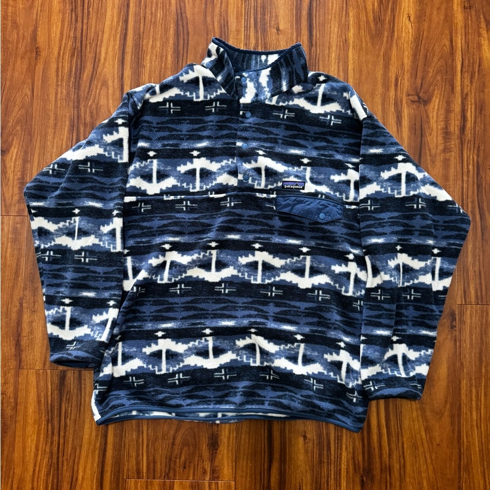 Patagonia Synchilla Snap-T Fleece Pullover Retro Stone Blue Aztec Mens SZ XL - Picture 2 of 14